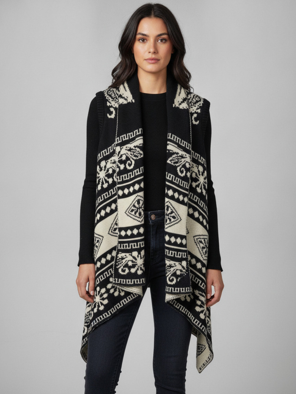 Cavalini Ci Sono Black and Cream Sweater Vest M/L